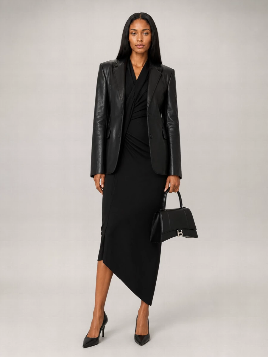Balenciaga Calf Leather Single-Breasted Leather Jacket