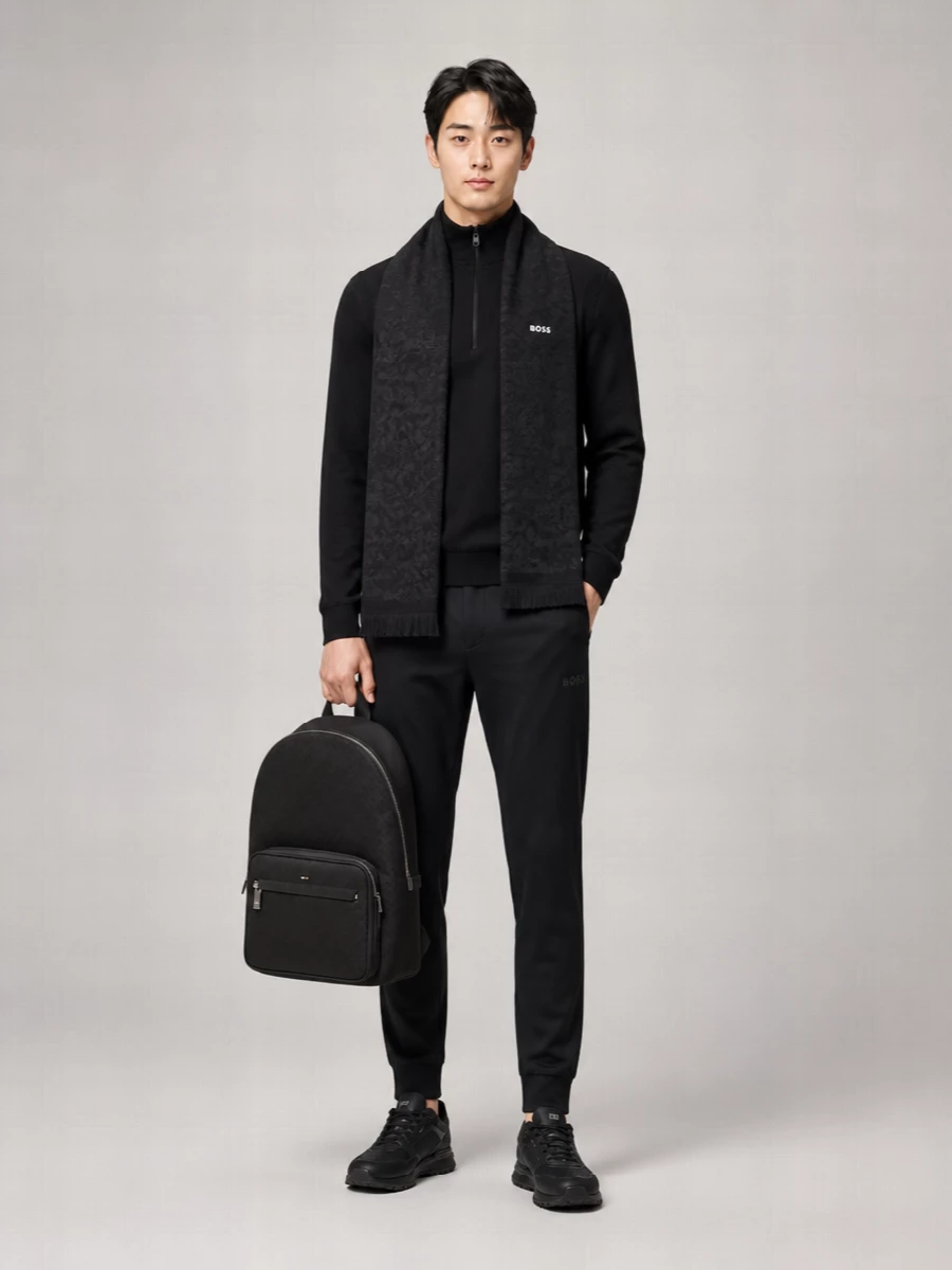 Boss Cotton Zip Turtleneck Sweater