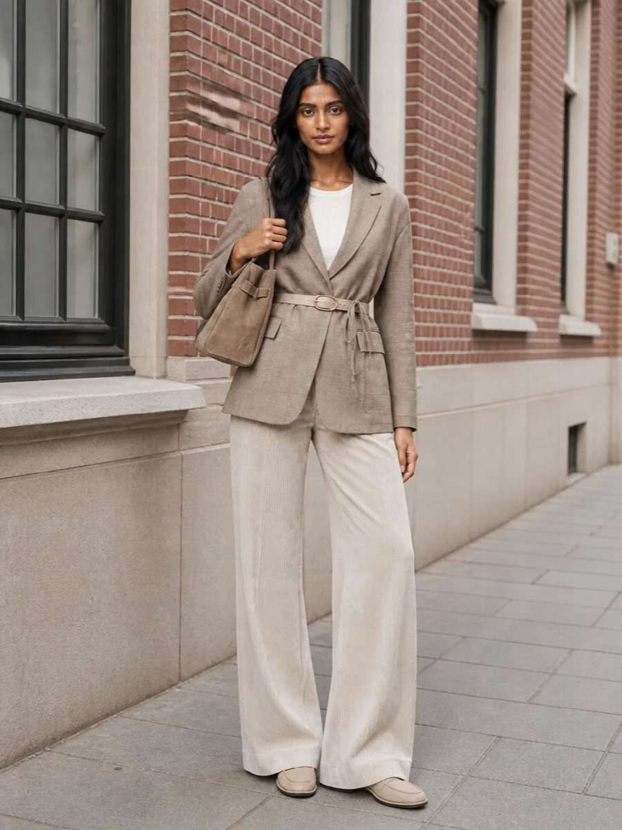 Brunello cucinelli wide leg corduroy trouser outfit