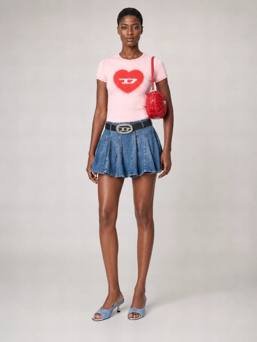 Diesel Cotton Slim-Fit Ribbed Heart-Print T-Shirt