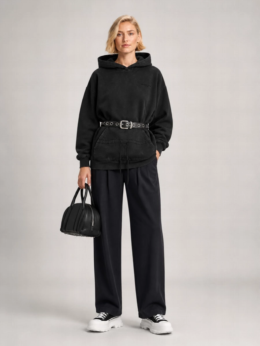 Alexander Wang Washed Cotton Hooded Mini Dress