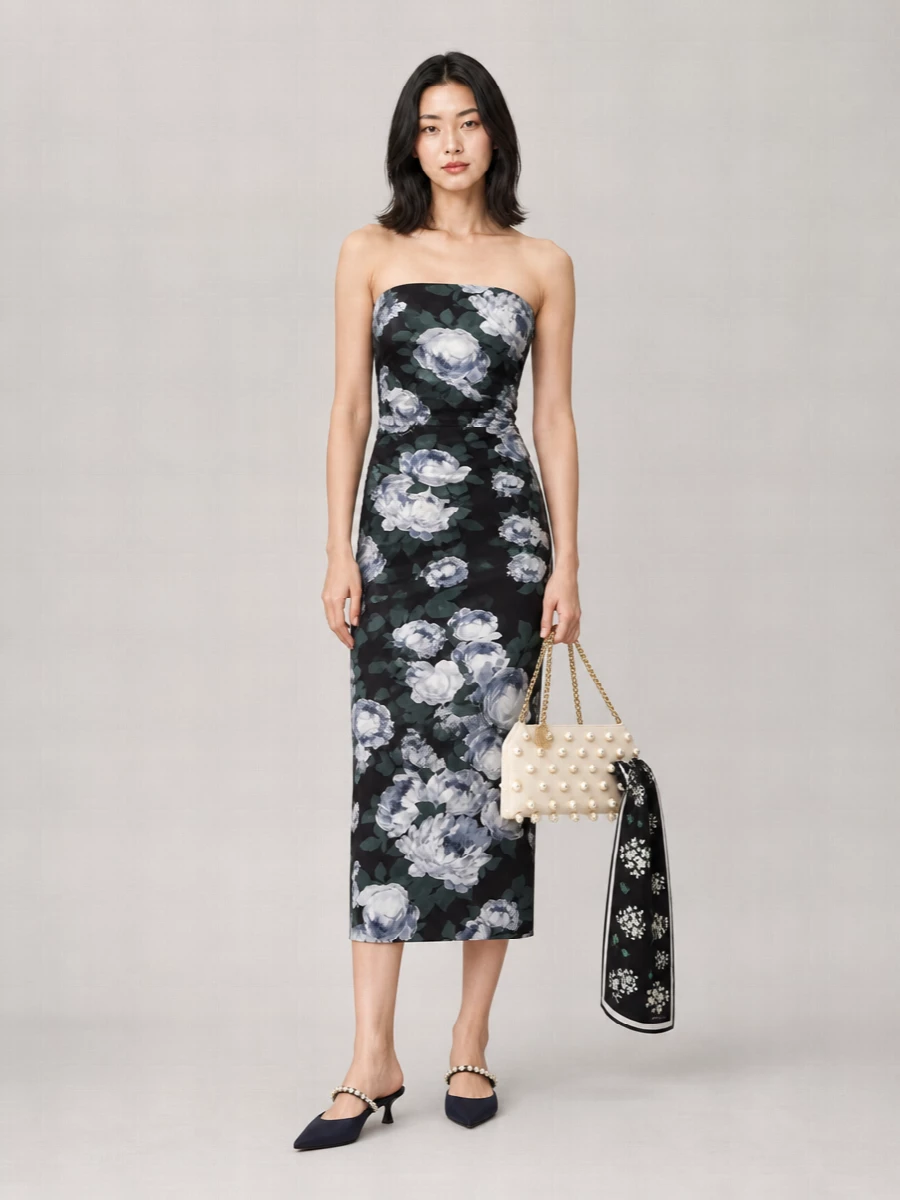 Stella Mccartney Floral Mesh Midi Dress