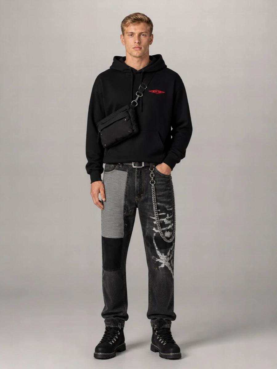 Junya Watanabe patchwork wide-leg denim jeans