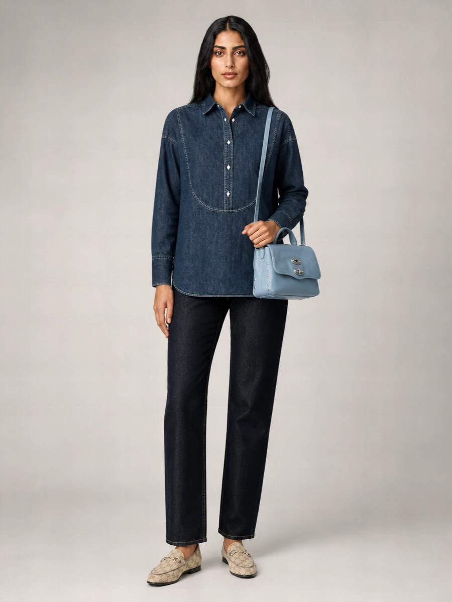 Polo Ralph Lauren Denim Asymmetric Long-Sleeve Shirt