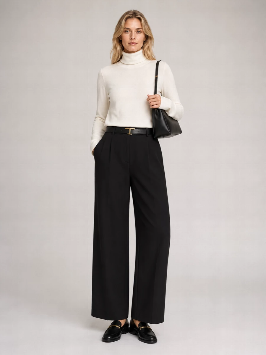 Totême Wide-Leg High-Waist Trousers Tie Belt