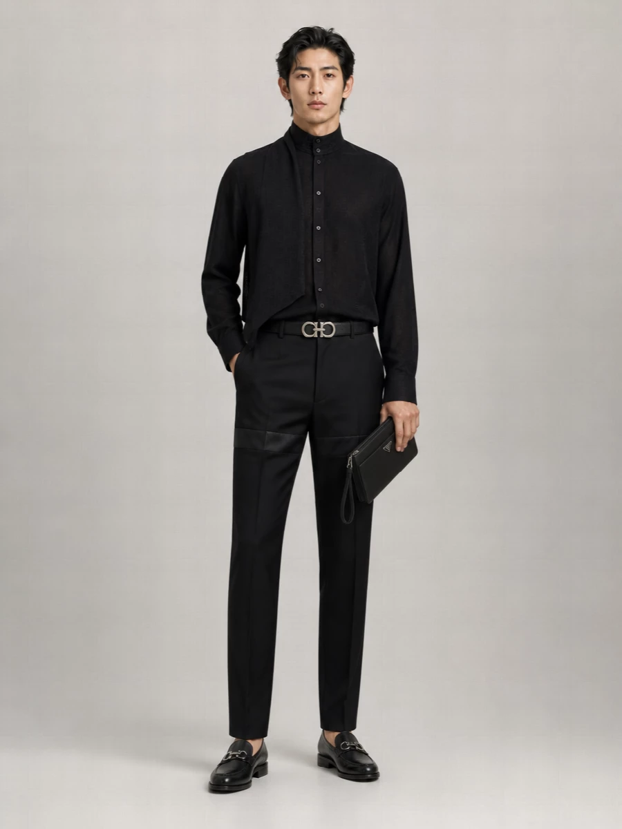 Ferragamo Wool Cigarette Tailored Trousers