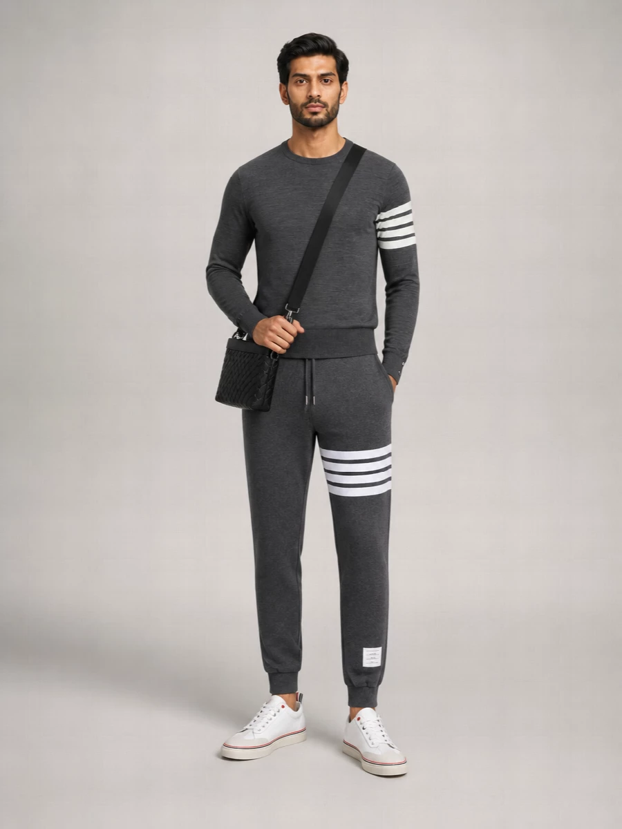 Thom Browne Wool Ribbed Crewneck Jumper