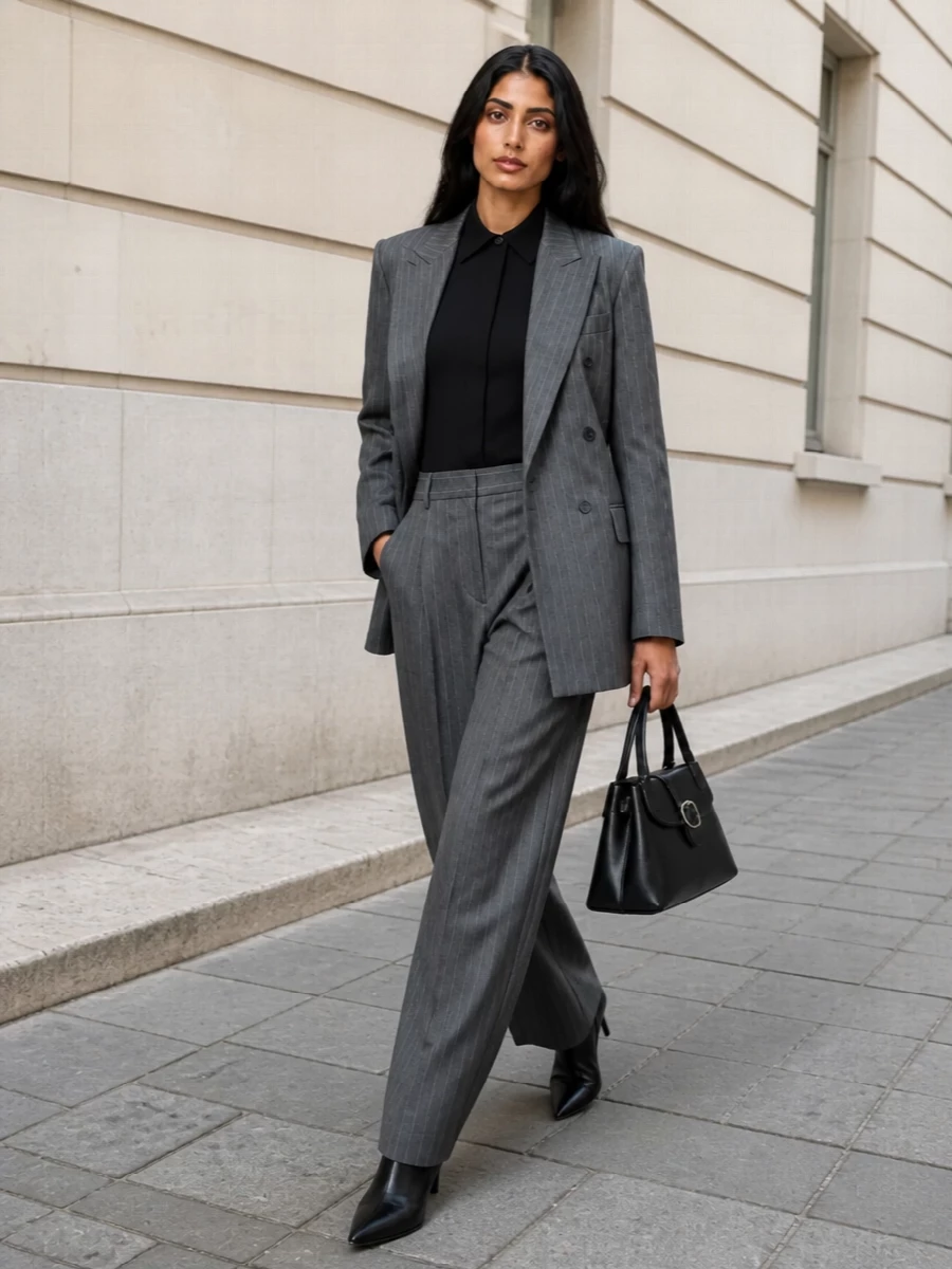 Sportmax pinstripe blazer power suit outfit