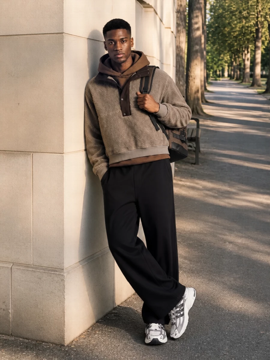 Entire studios fleece with adidas runners