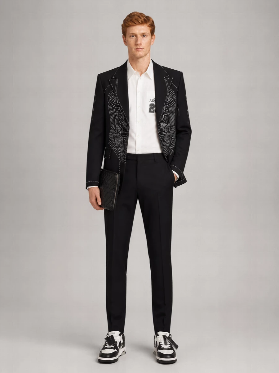 Off-White Wool Blend Double-Breasted Blazer
