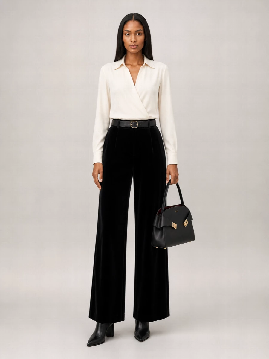 Alberta Ferretti Velvet Wide-Leg Trousers