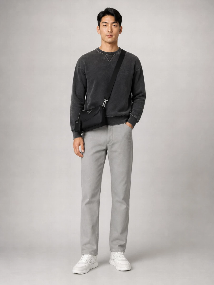 Prada Leather And Fabric Low-Top Sneakers