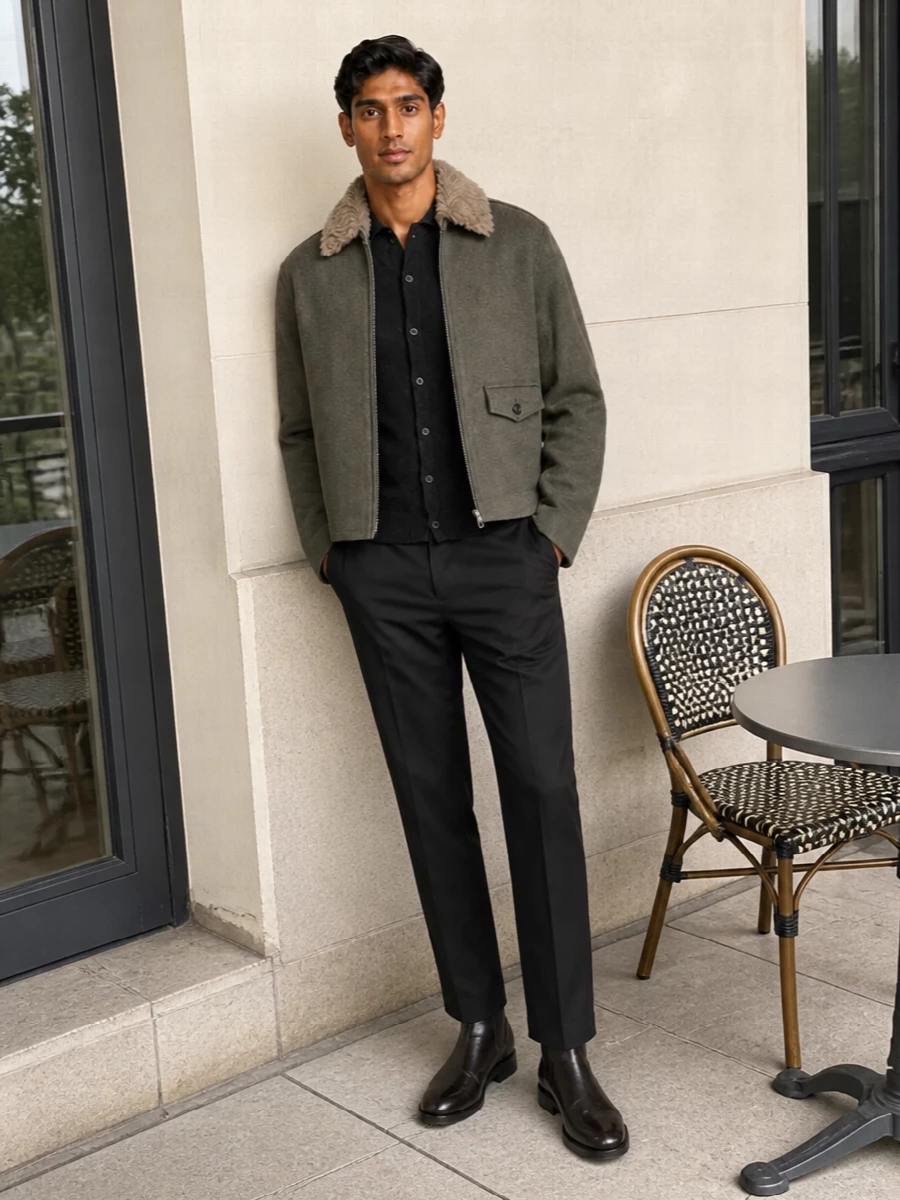 Our legacy wool jacket black boots outfit