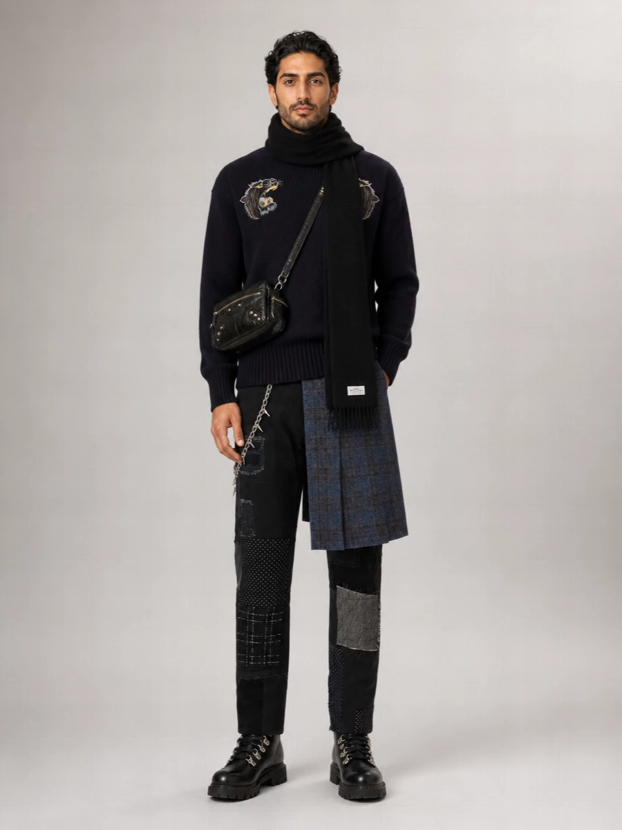 Junya Watanabe denim patchwork straight-leg jeans