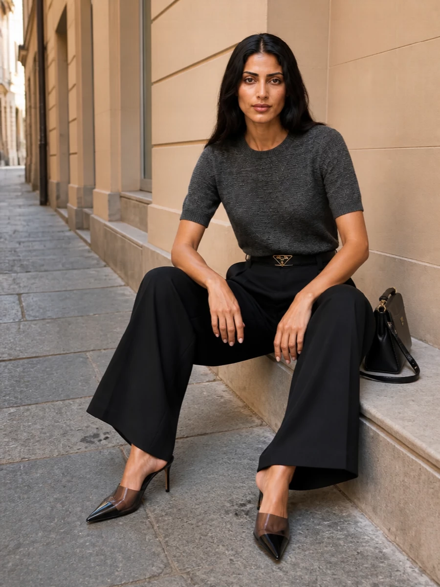Missoni evening wide leg trousers metallic knit