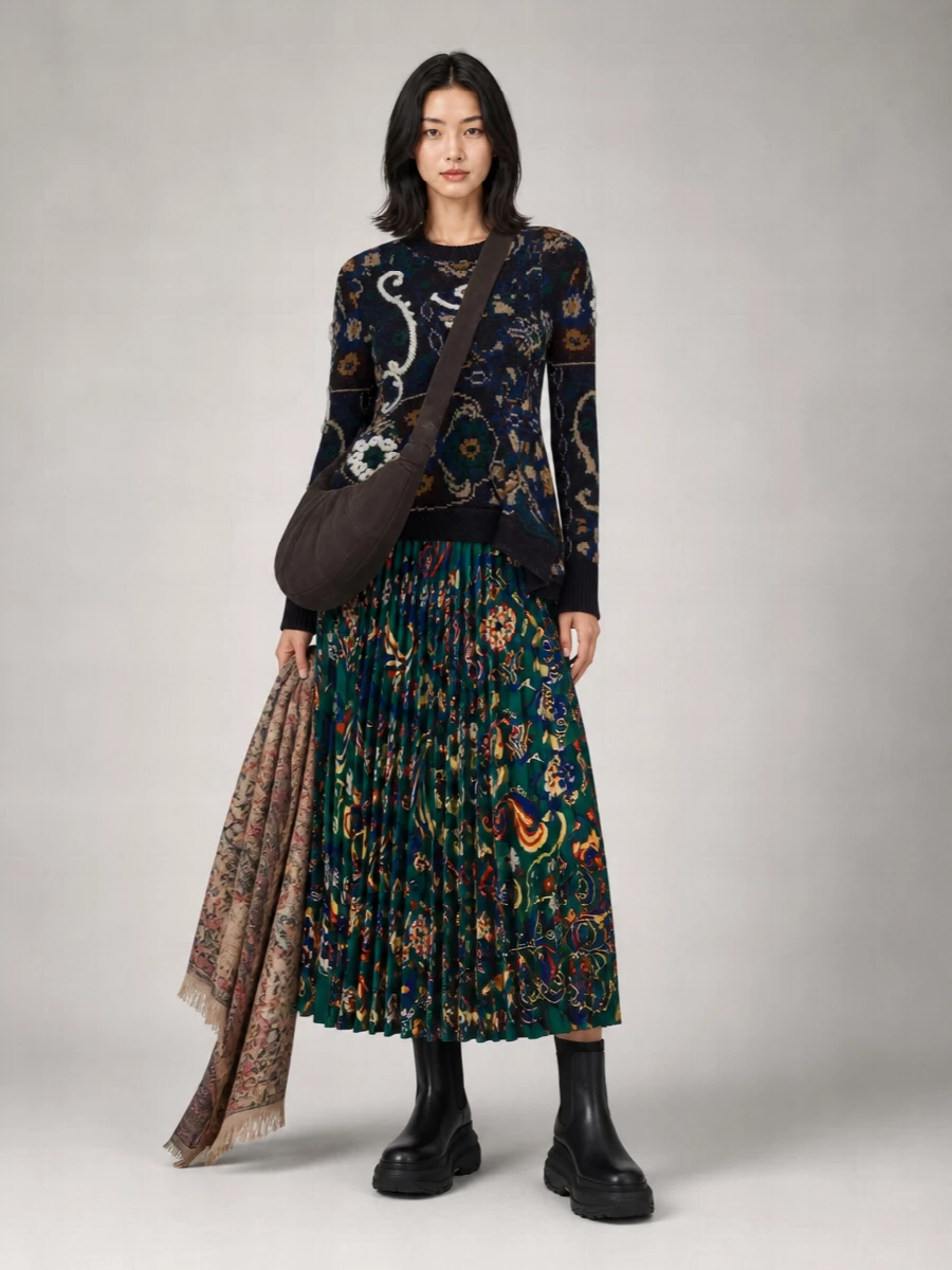Sacai Textured Floral Knit Pullover