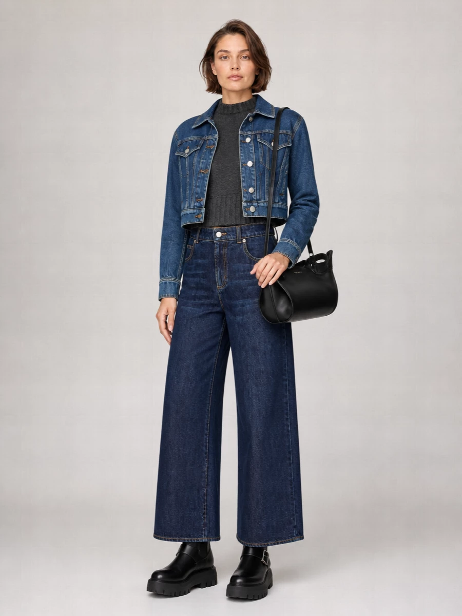 Alexander Mcqueen Denim Cropped Jacket