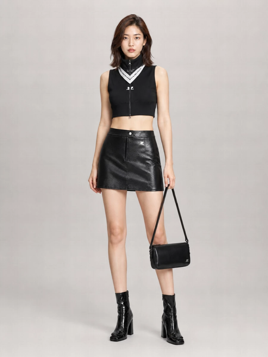 Courrèges Cropped Sleeveless Zip Track Vest