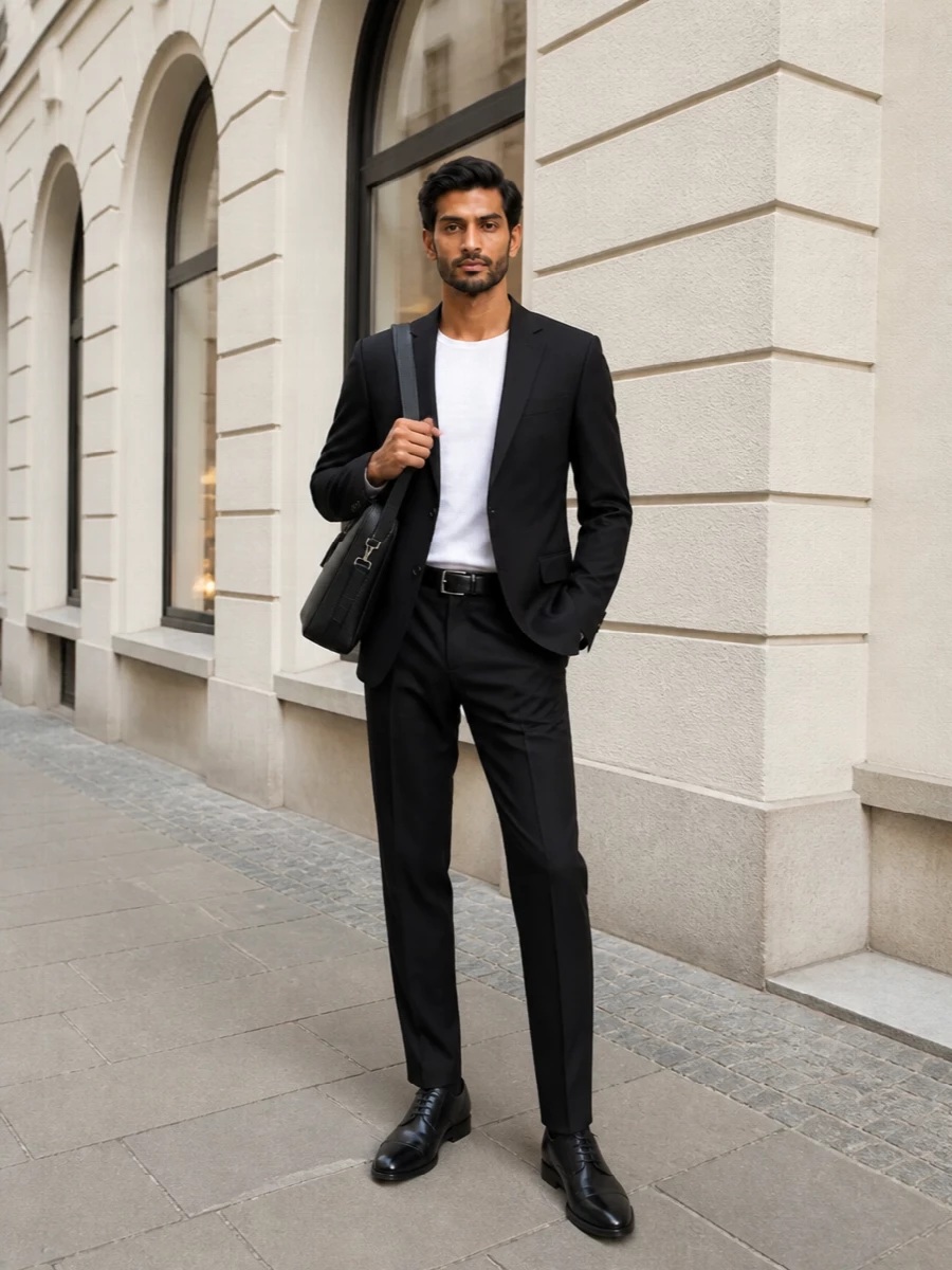 Celine black suit saint laurent oxford shoes