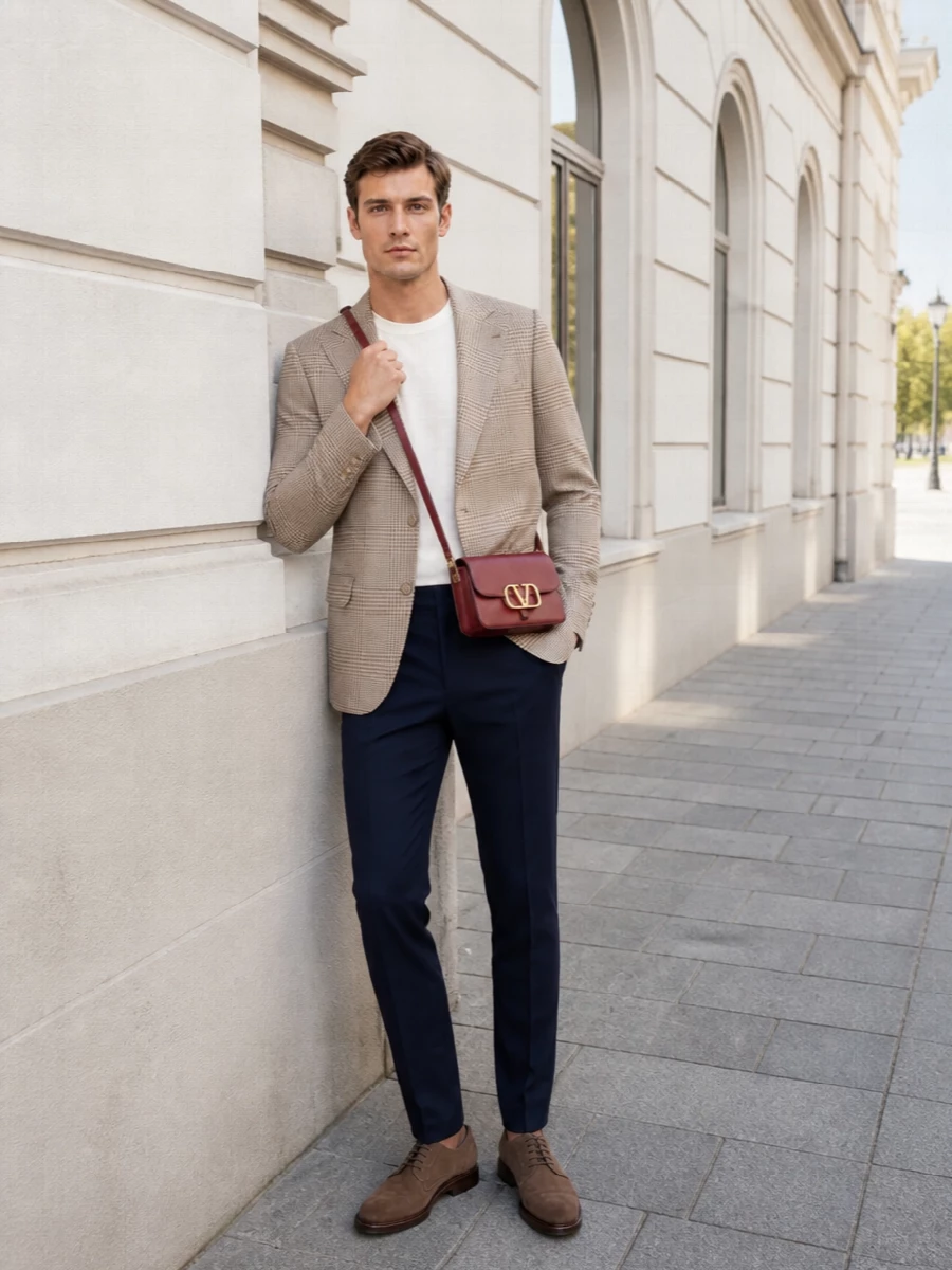 Brunello cucinelli blazer navy trousers outfit
