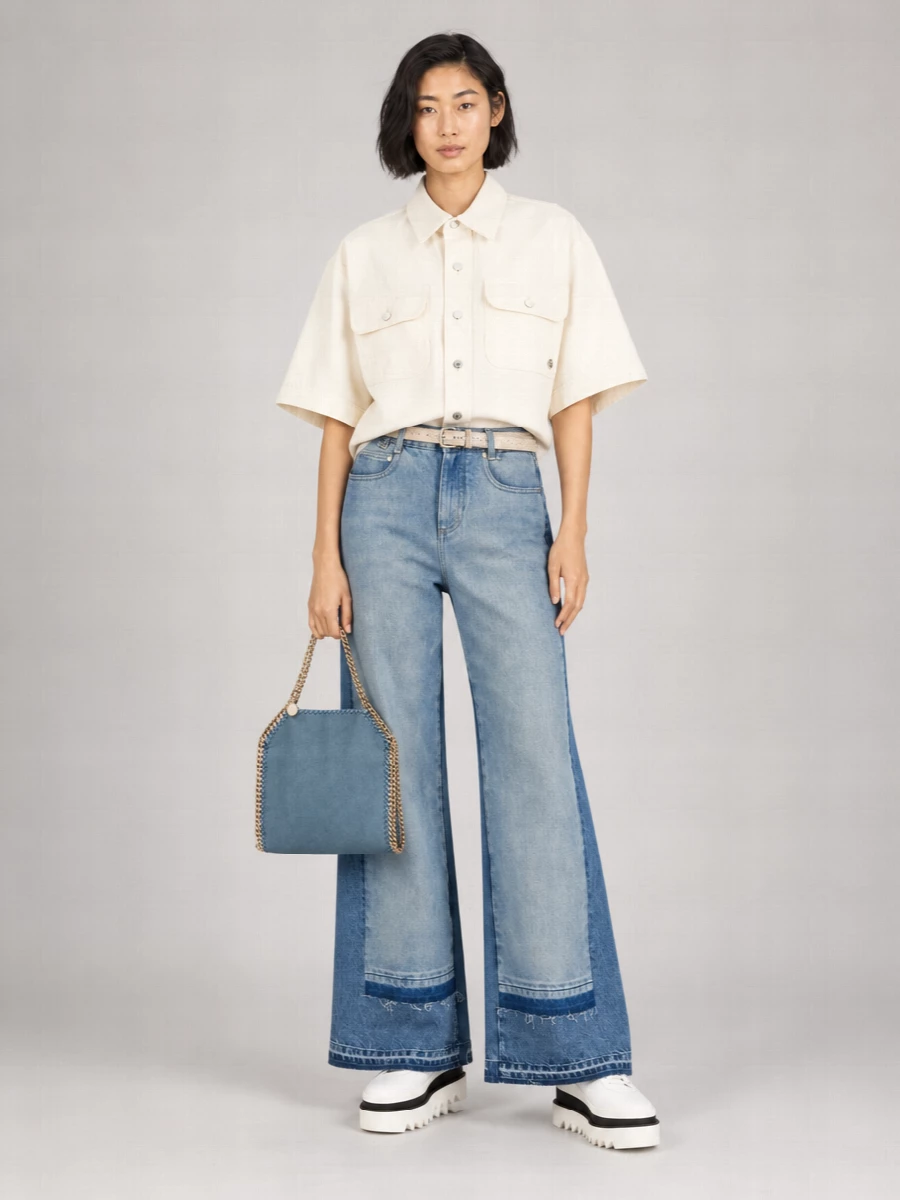 Stella Mccartney Cotton High-Rise Wide-Leg Straight-Leg Jeans