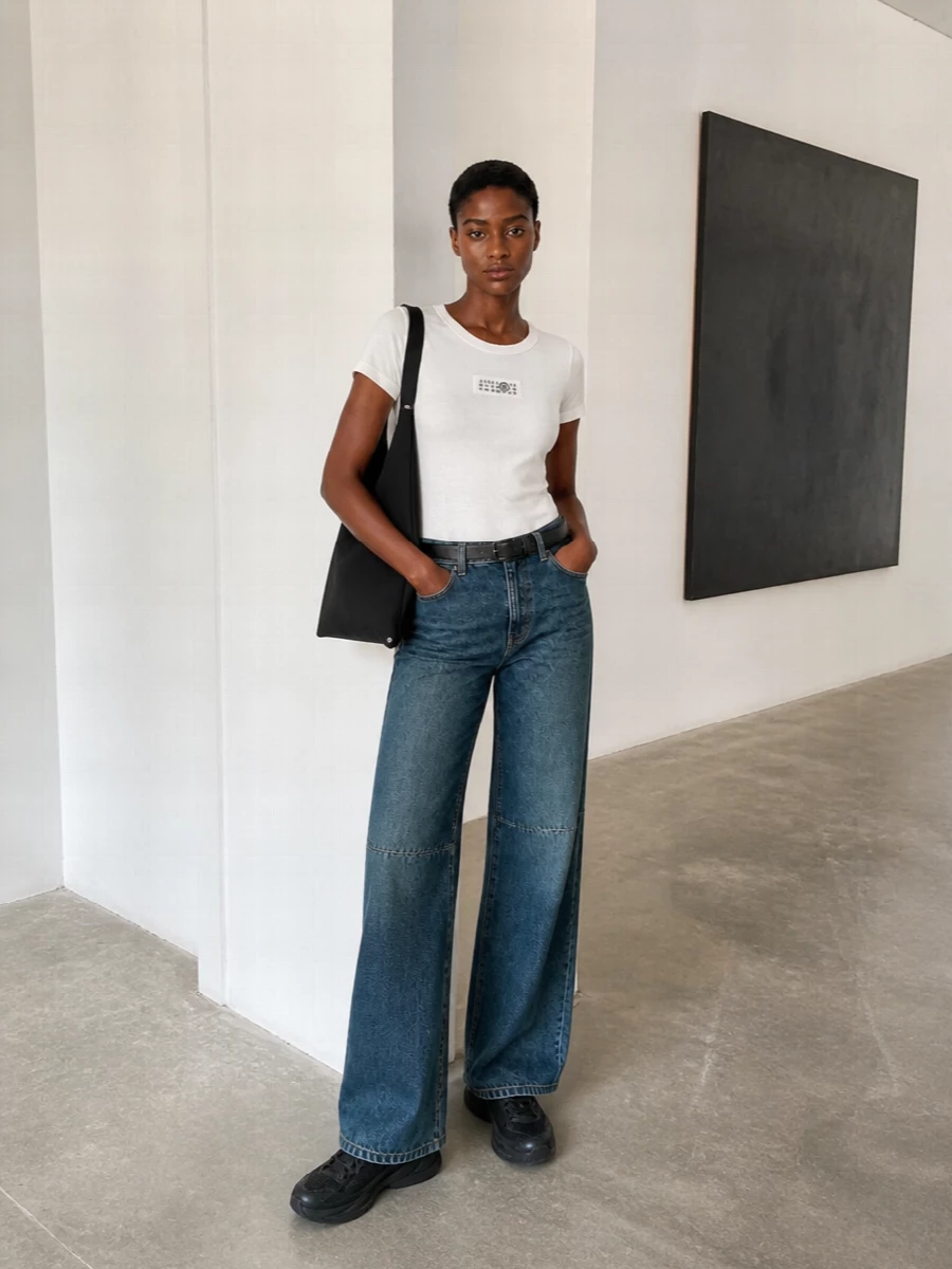 Mm6 maison margiela tee wide leg jeans outfit