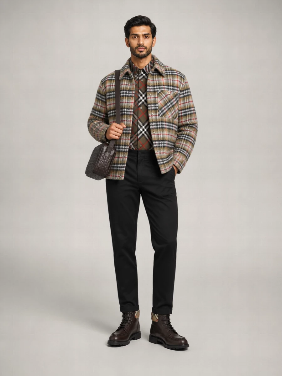 Burberry Checked Wool Shirt Jacket