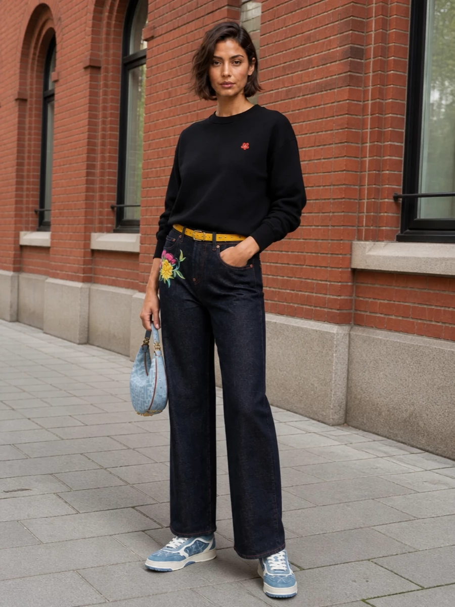 Kenzo floral jeans gucci sneakers fendi bag