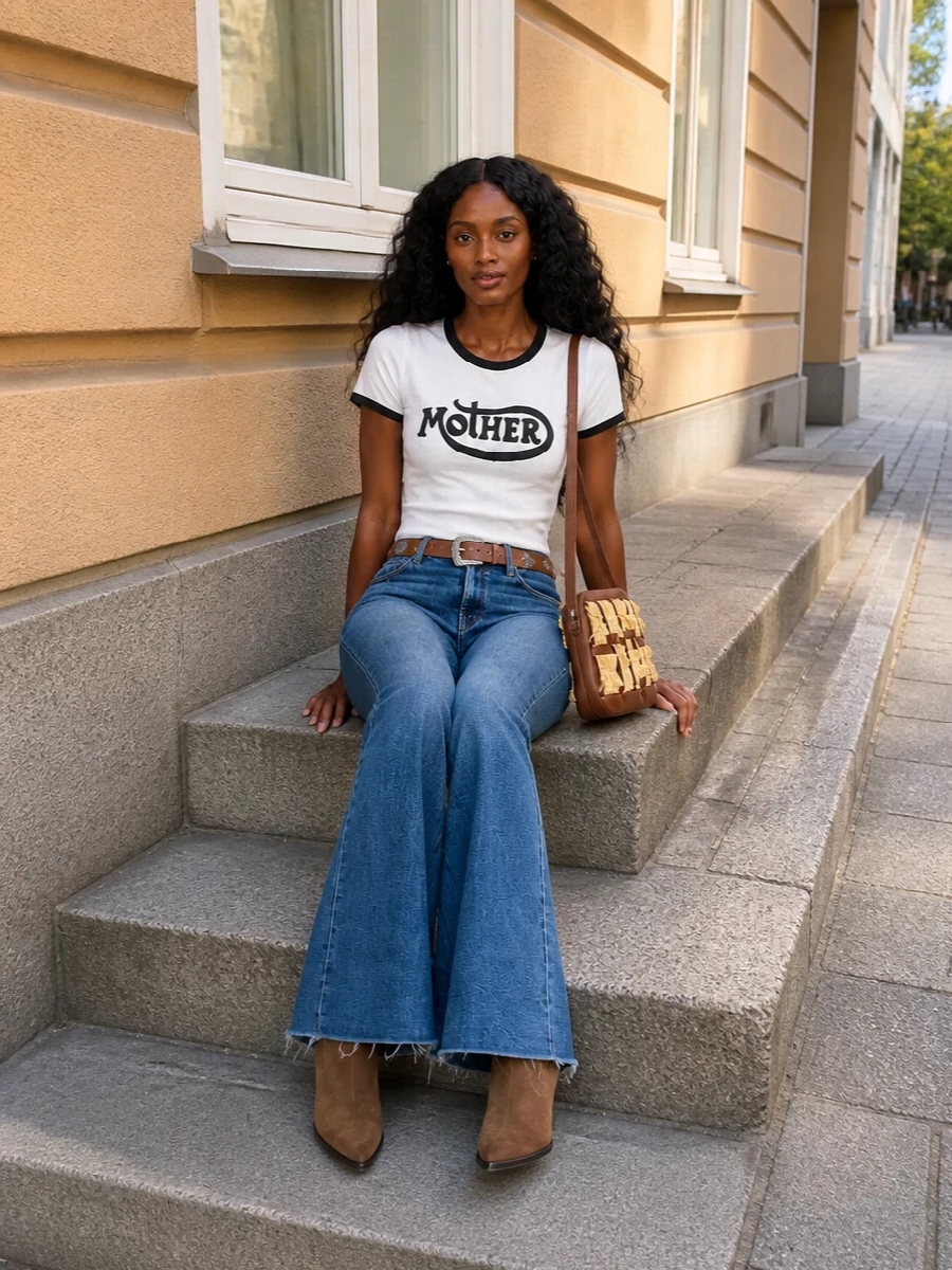 Mother flared jeans isabel marant western boots