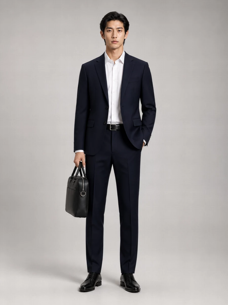Boss Virgin Wool High-Rise Straight-Leg Chinos