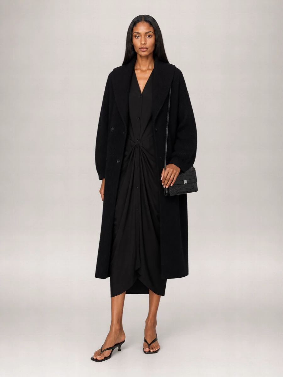 Totême Oversized Wool Long Shawl Lapel Coat