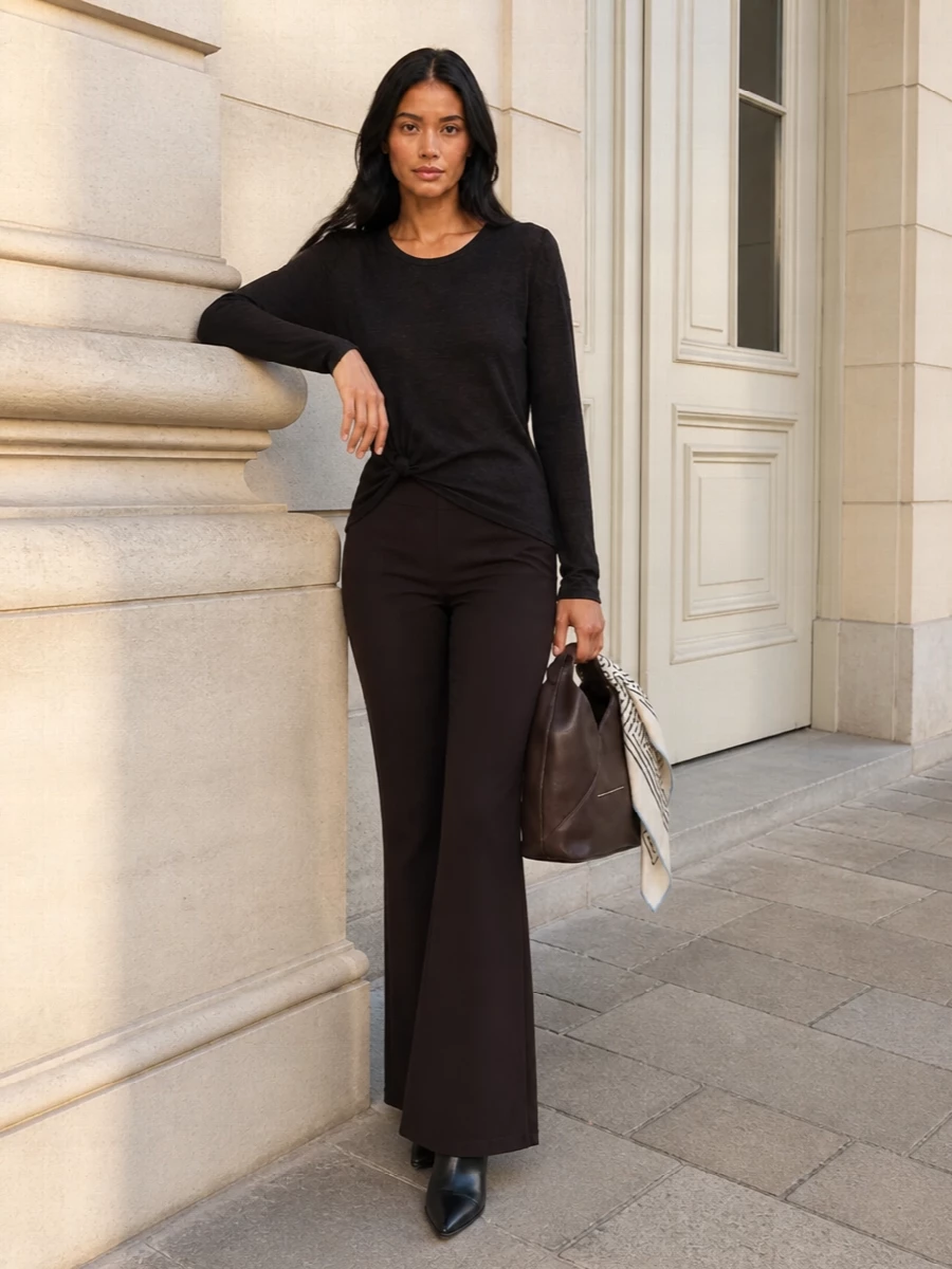 Alysi brown trousers black ankle boots outfit