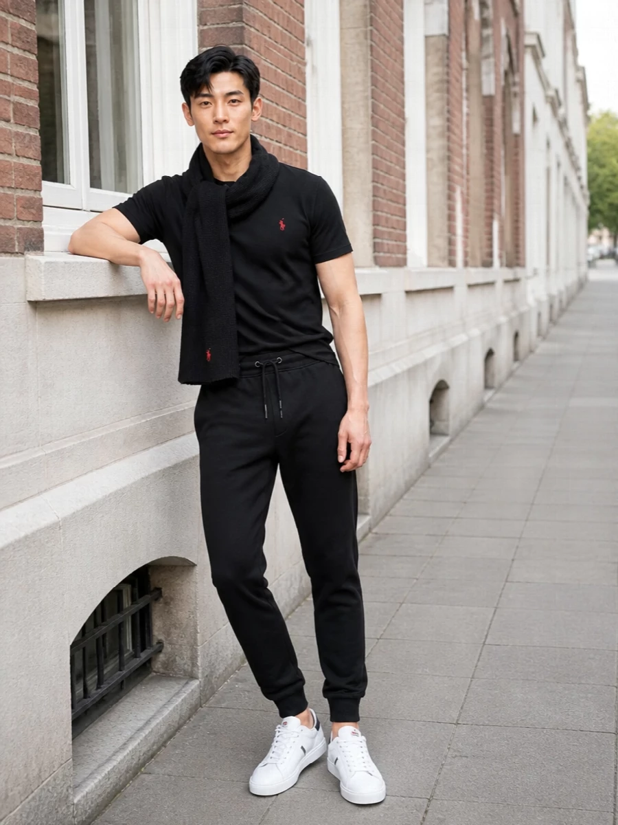Polo ralph lauren tee joggers white sneakers