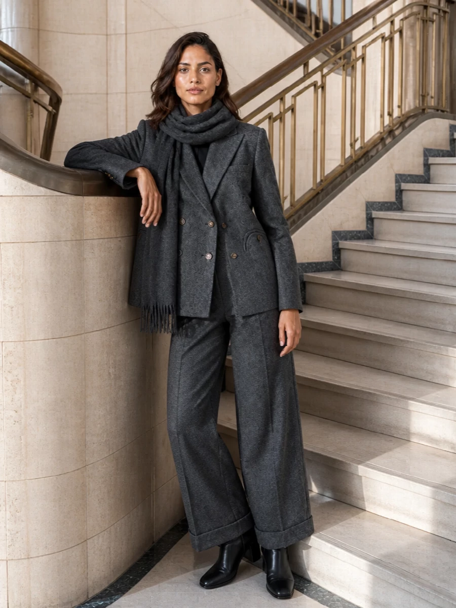 Blaze milano grey blazer wide leg trousers