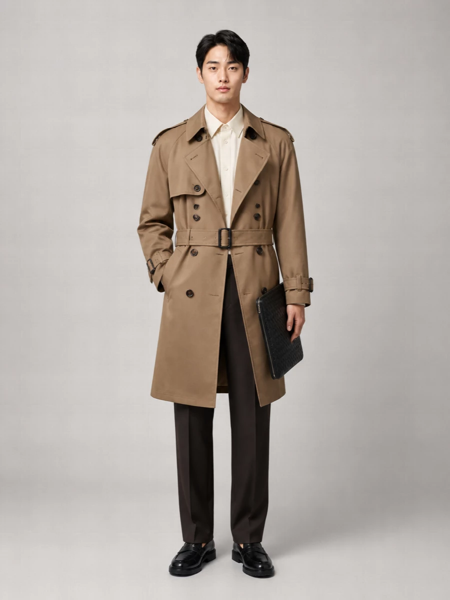 Burberry Cotton Long Double-Breasted Trench Coat