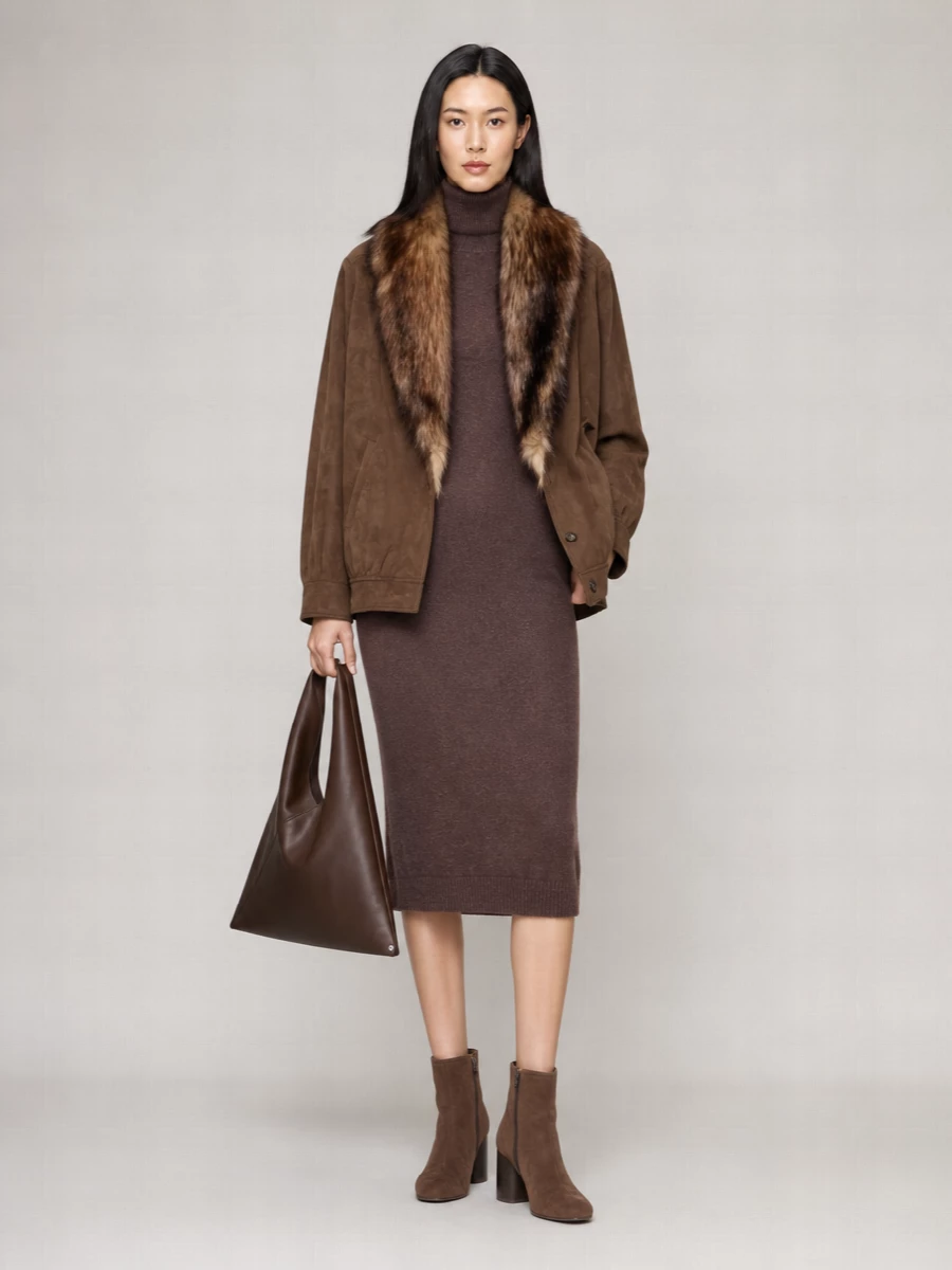 Mm6 Maison Margiela faux fur collar jacket