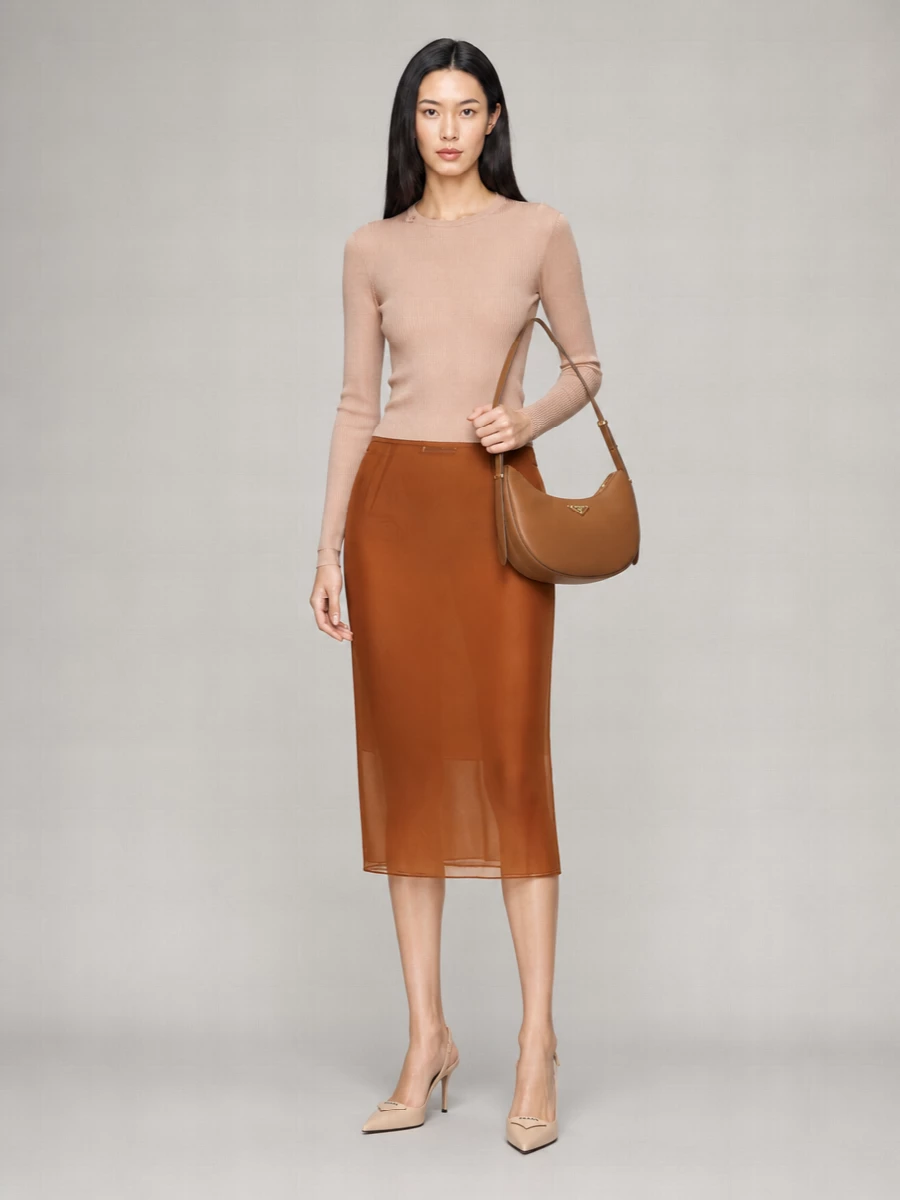 Prada Silk Organza See-Through Skirt