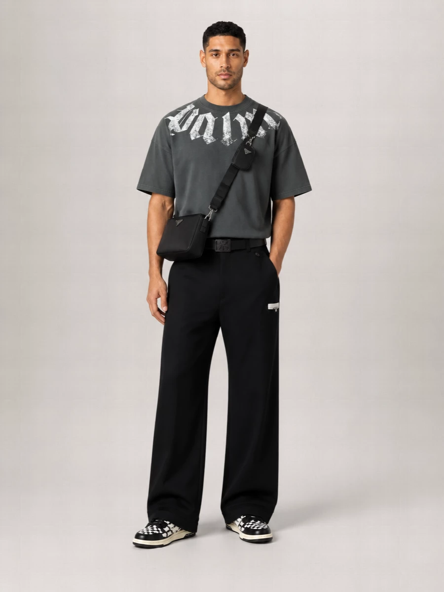 Palm Angels Cotton Asymmetric Wide-Leg Cargo Trousers