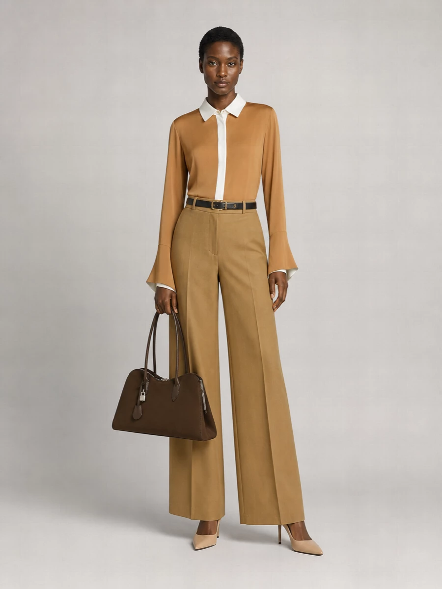 Max Mara Wool Silk High-Rise Wide-Leg Trousers