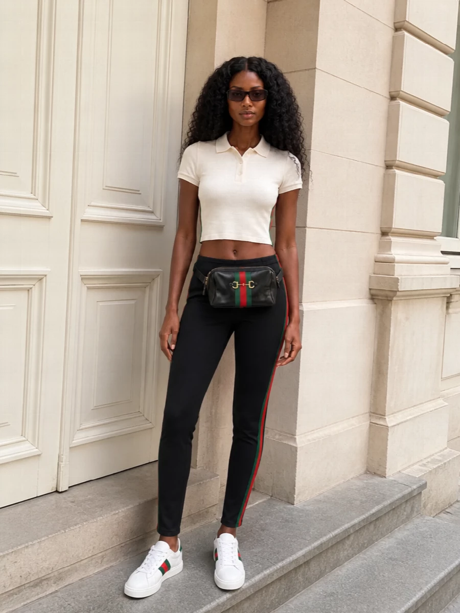 Gucci striped leggings cropped polo sneakers
