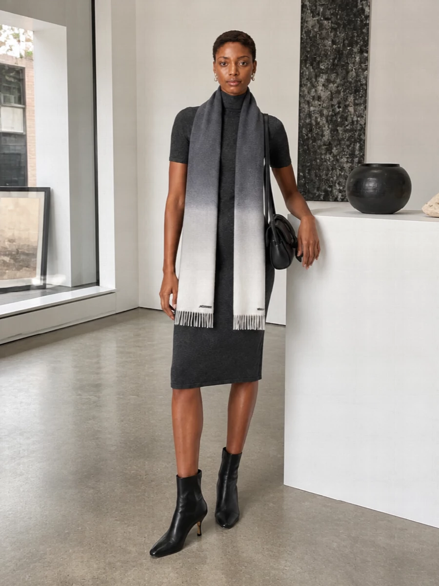 Jacquemus charcoal knit dress black ankle boots