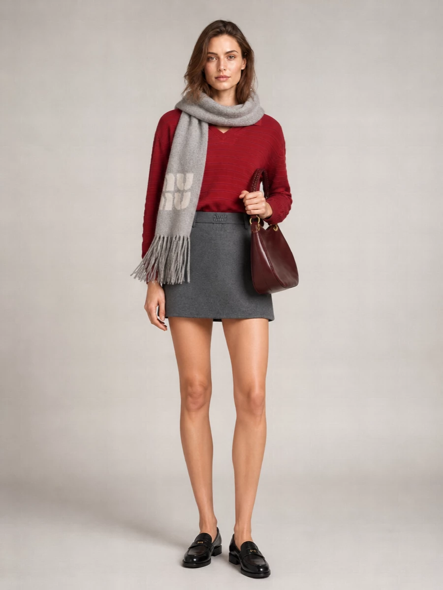 Miu Miu cotton ribbed long-sleeve polo jumper