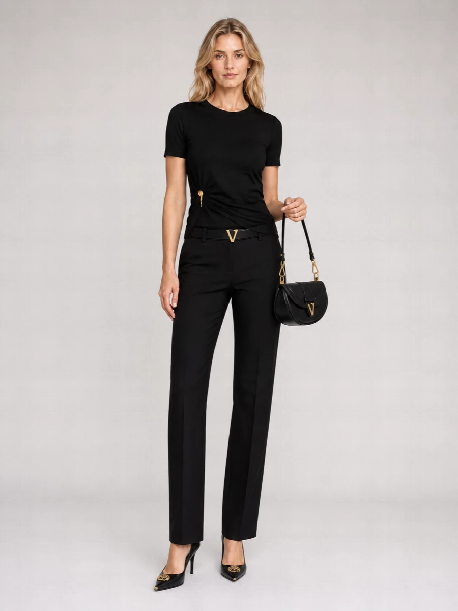 Versace Silk Draped Short-Sleeve T-Shirt