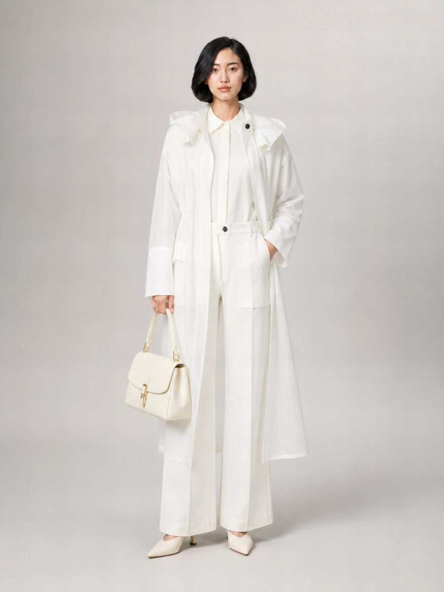 Ferragamo Silk Organza Oversized Trench Coat