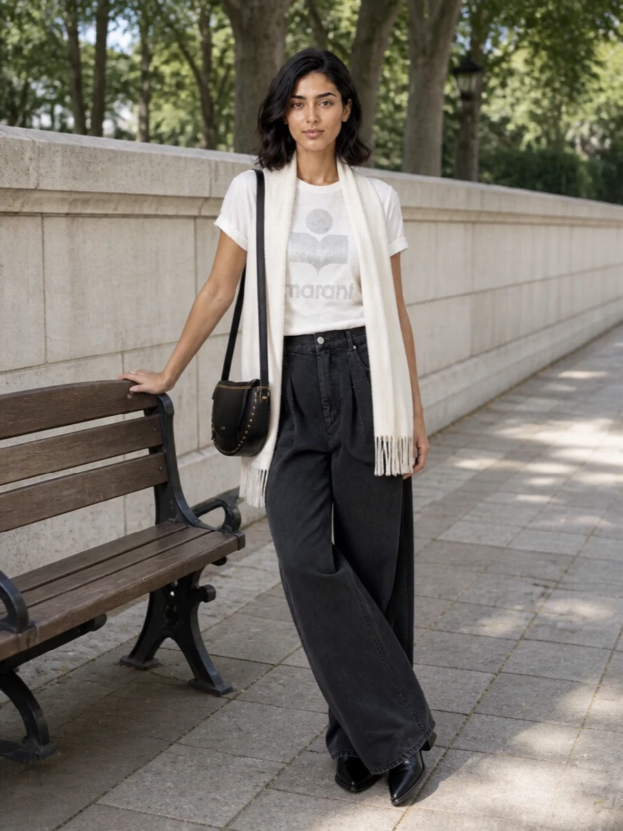 Isabel marant etoile logo tee wide leg trousers
