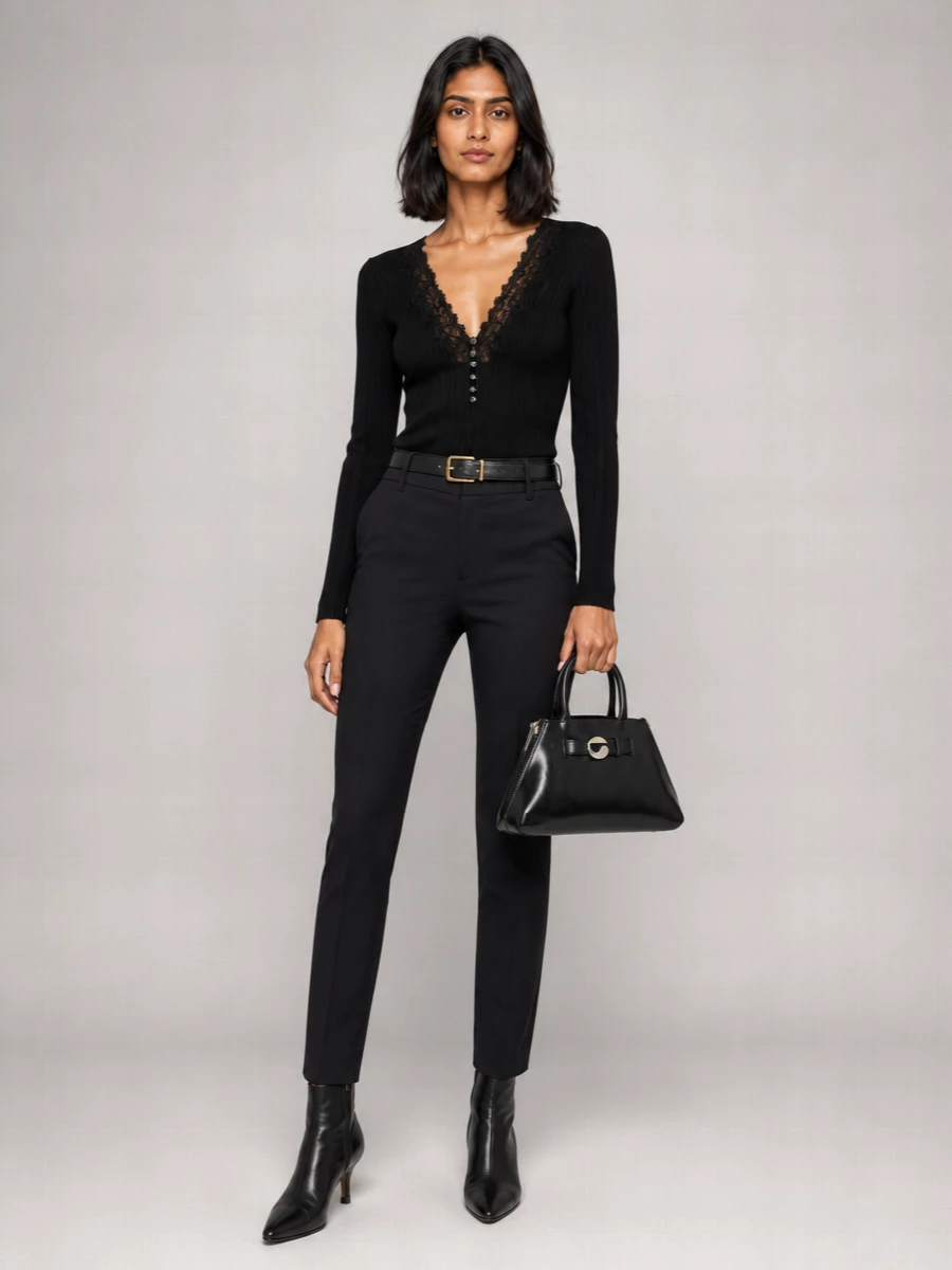 Self-Portrait Ribbed Slim-Fit Knit Leggings