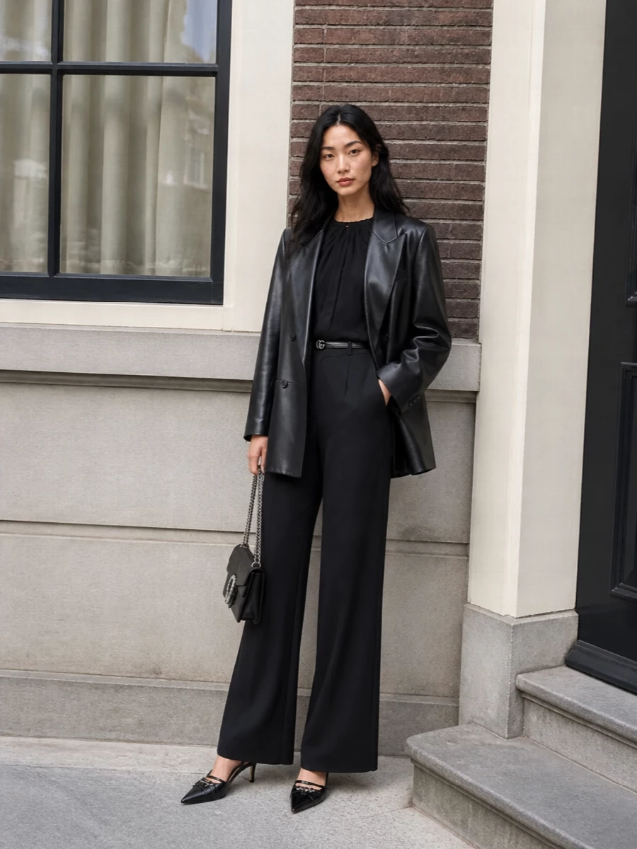 Gucci black blazer jumpsuit evening outfit