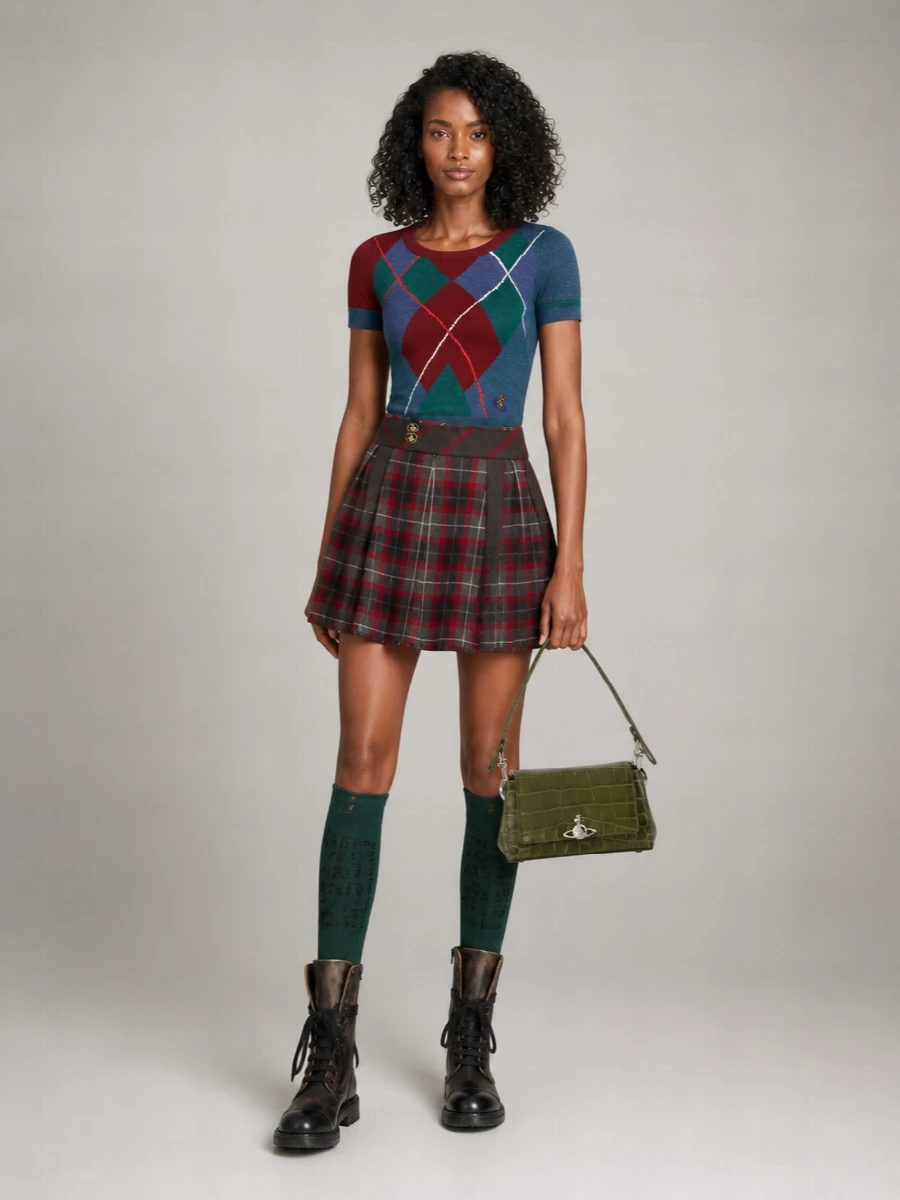 Vivienne Westwood wool argyle short-sleeve sweater