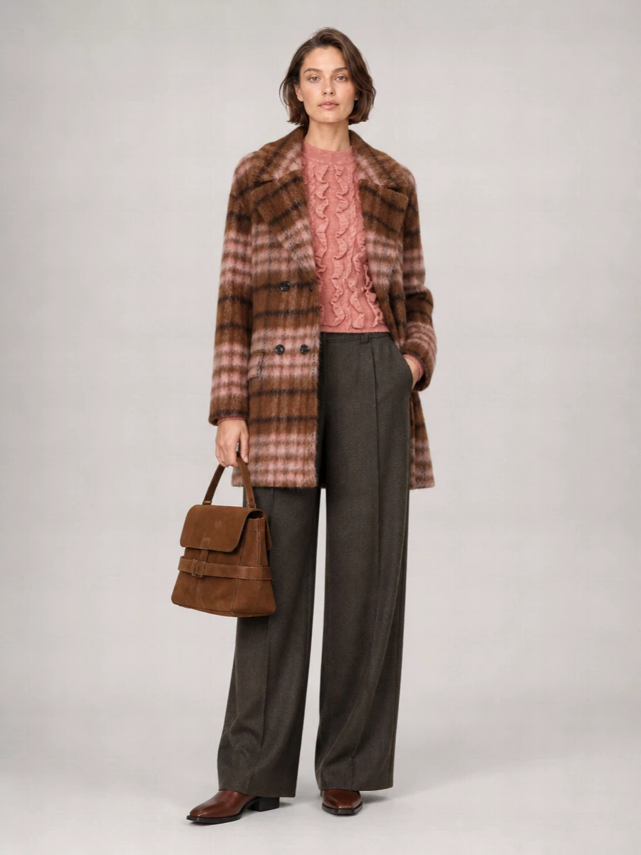 Moschino Checked Double-Breasted Coat