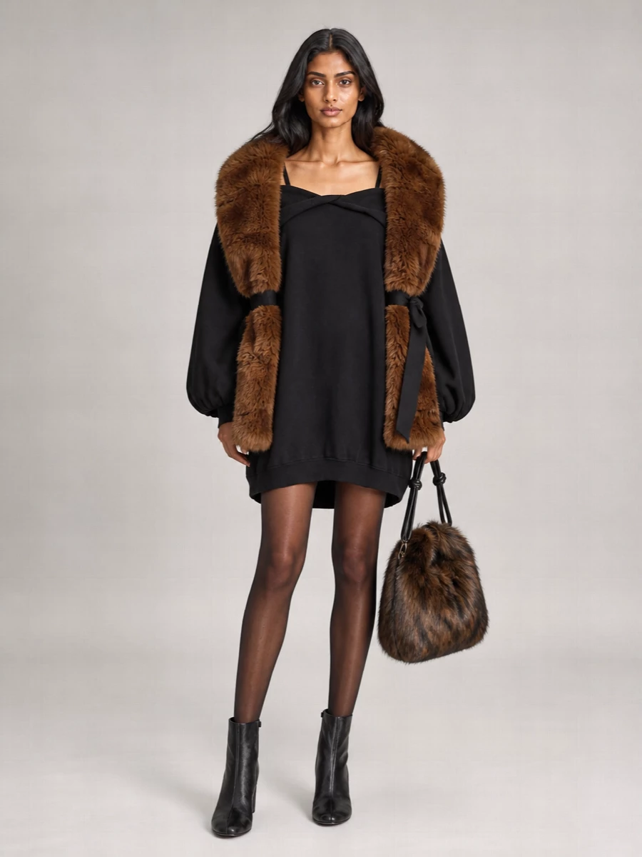 La Milanesa Faux Fur Bucket Bag